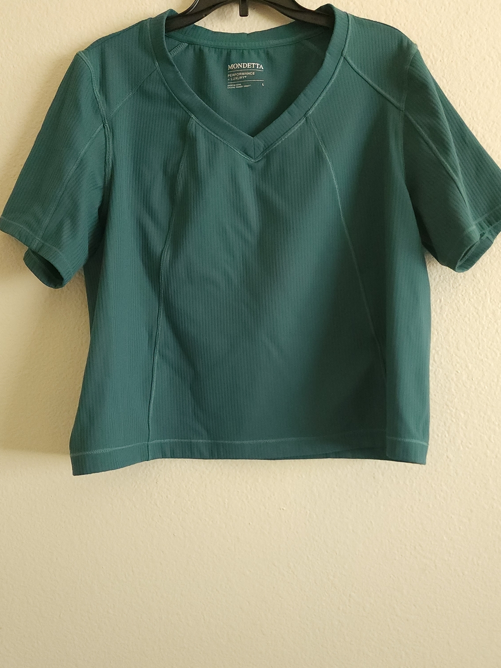 Mondetta Teal Short Sleeve V-Neck Performance Top